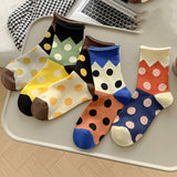 ALL SEASON PURE COTTON MID TUBE POLKA DOT SOCKS_CWMS0535
