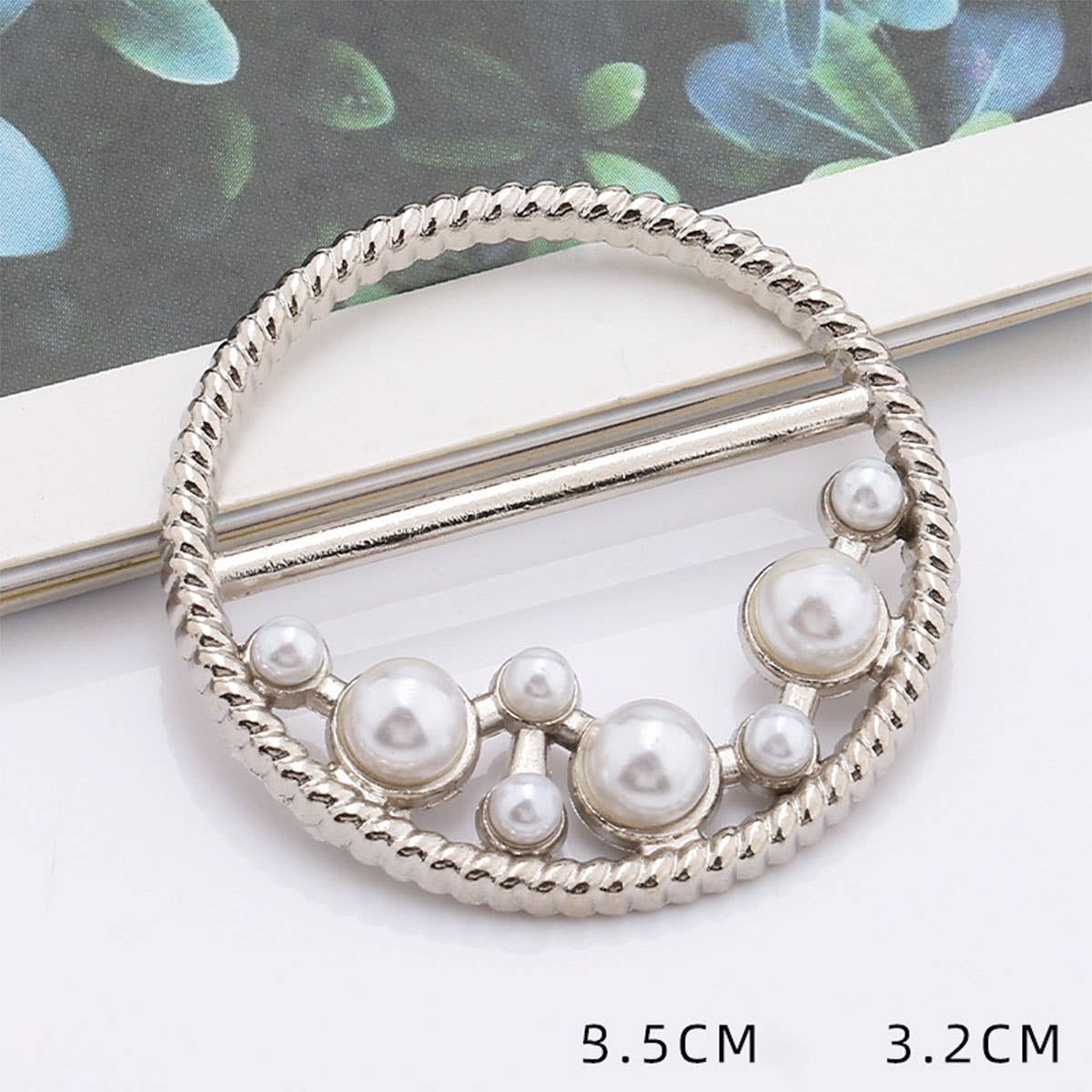 ROUND PEARL WITH DIAMOND SCARF RING WITH LUSTER_CWMM2119