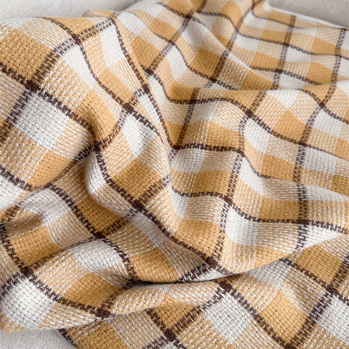 PLAID FAUX CASHMERE SCARF COZY LONG FRINGE WRAP_CWASC1442
