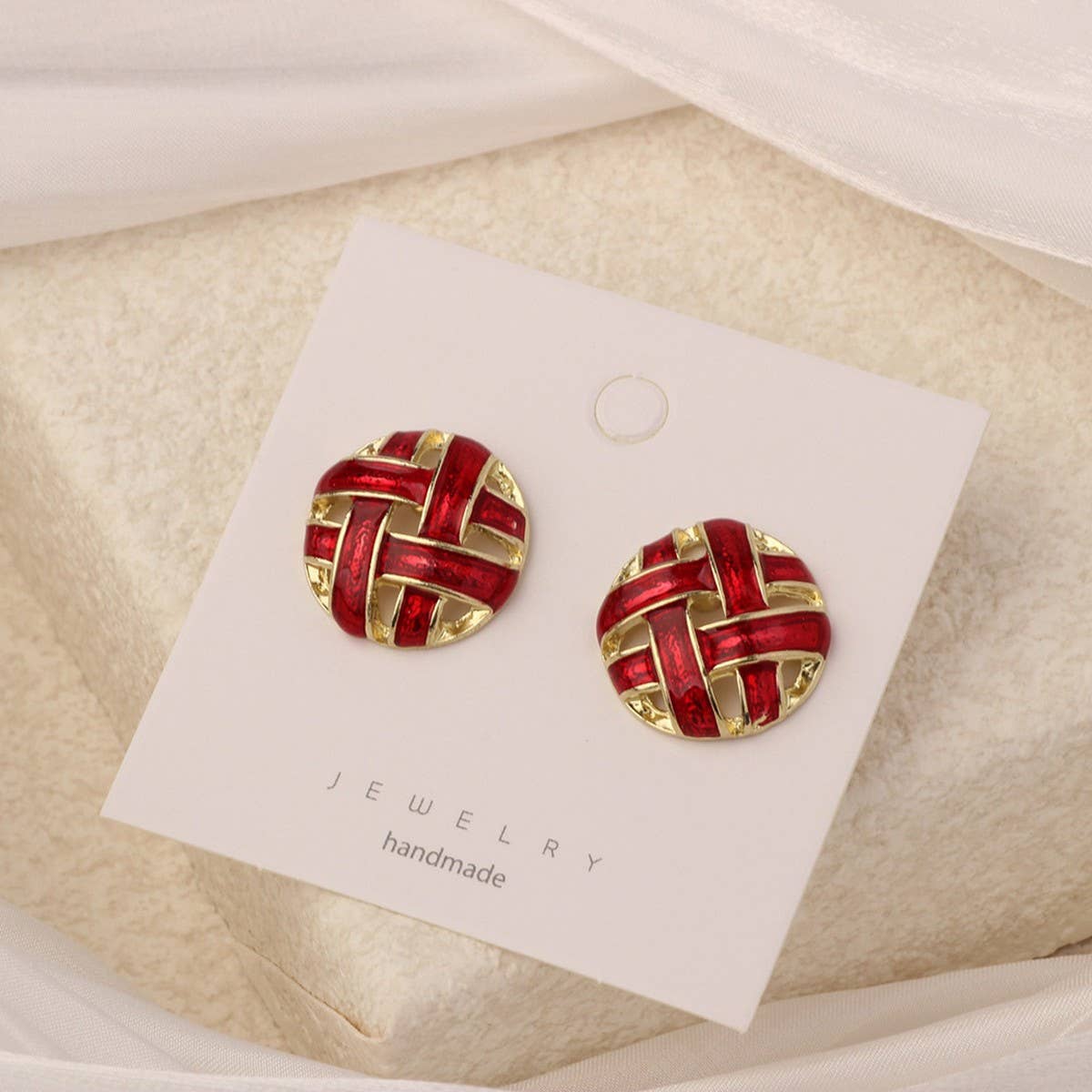NEW SIMPLE HOLLOW GRID FOUR LEAF EARRINGS_CWAJE3985