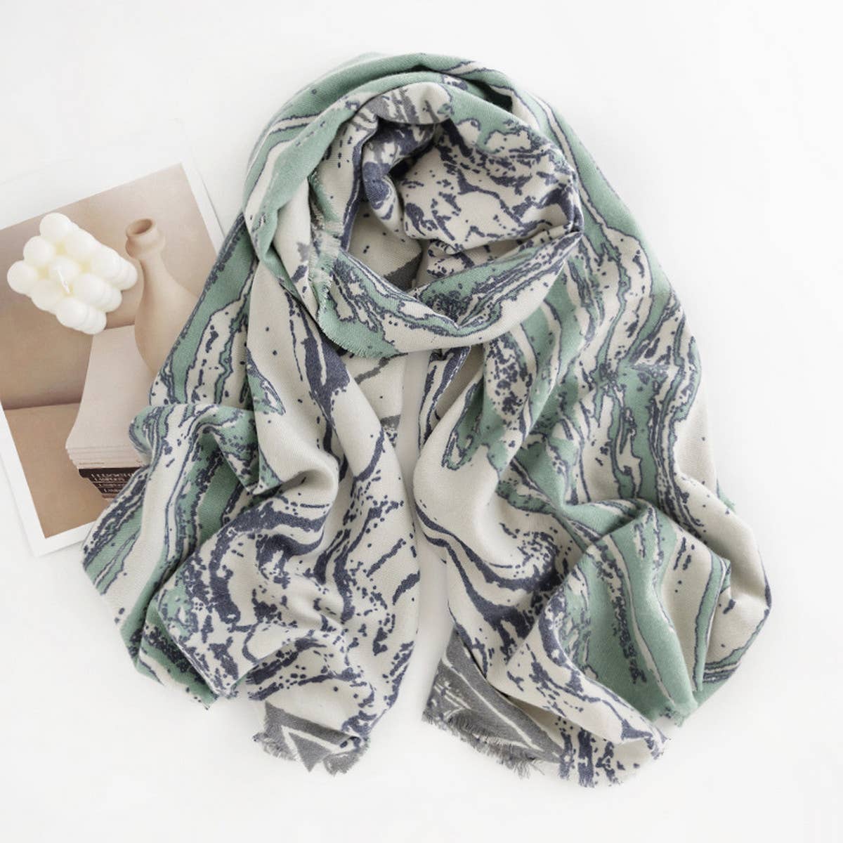 MARBLE STRIPE SCARF SOFT WINTER WRAP_CWASC0440