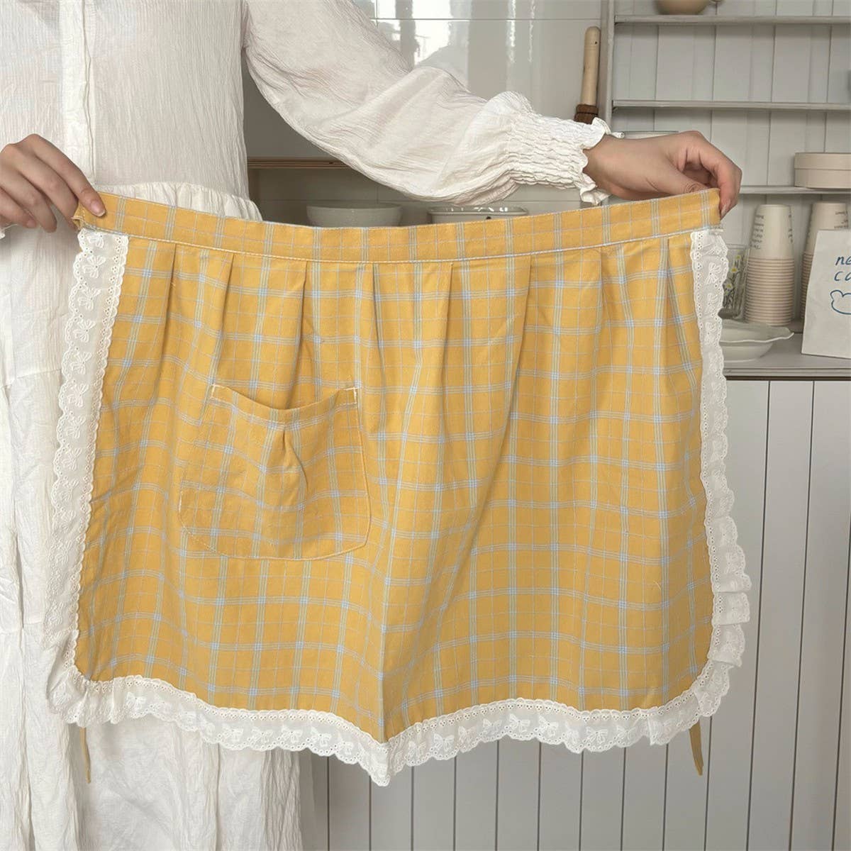 BOW LACE SKIRT AND HALF BODY APRON_CWMM5796