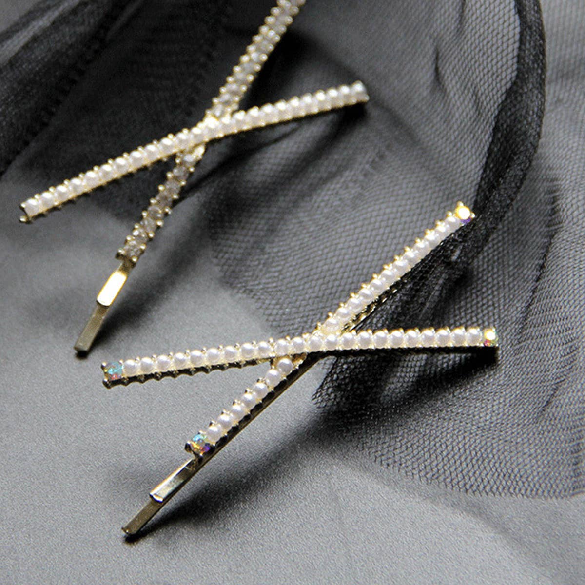 With Pearl Edge Clip X-Shaped Hair Clip_Cwaha1223