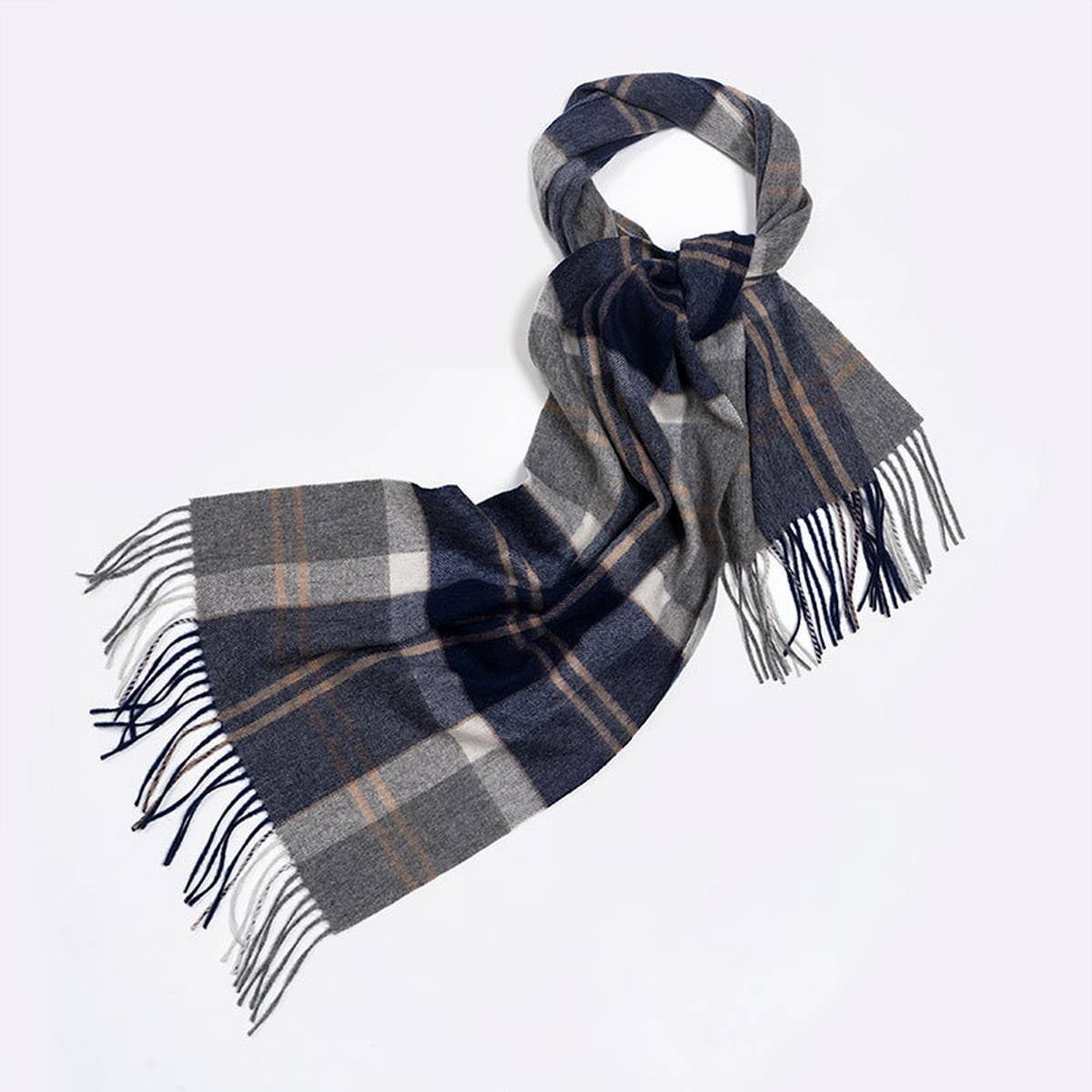 100% WOOL PLAID SCARF SOFT REVERSIBLE WRAP_CWASC2348