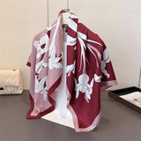 Retro Floral Faux Silk Square Neck Scarf_Cwasc03436