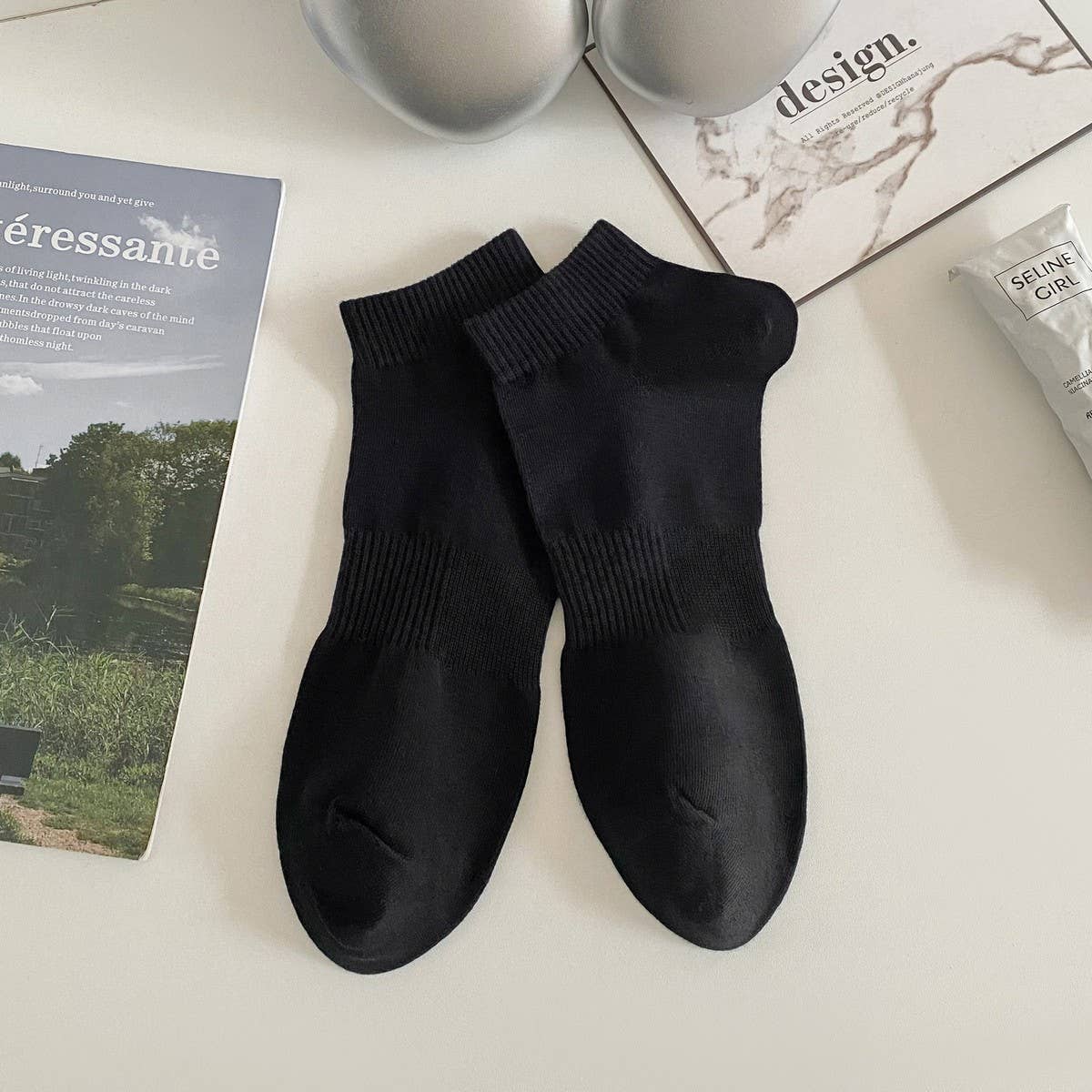 SOLID COLOR COTTON SPORTS BREATHABLE SOCKS FOR MEN_CWMS2014