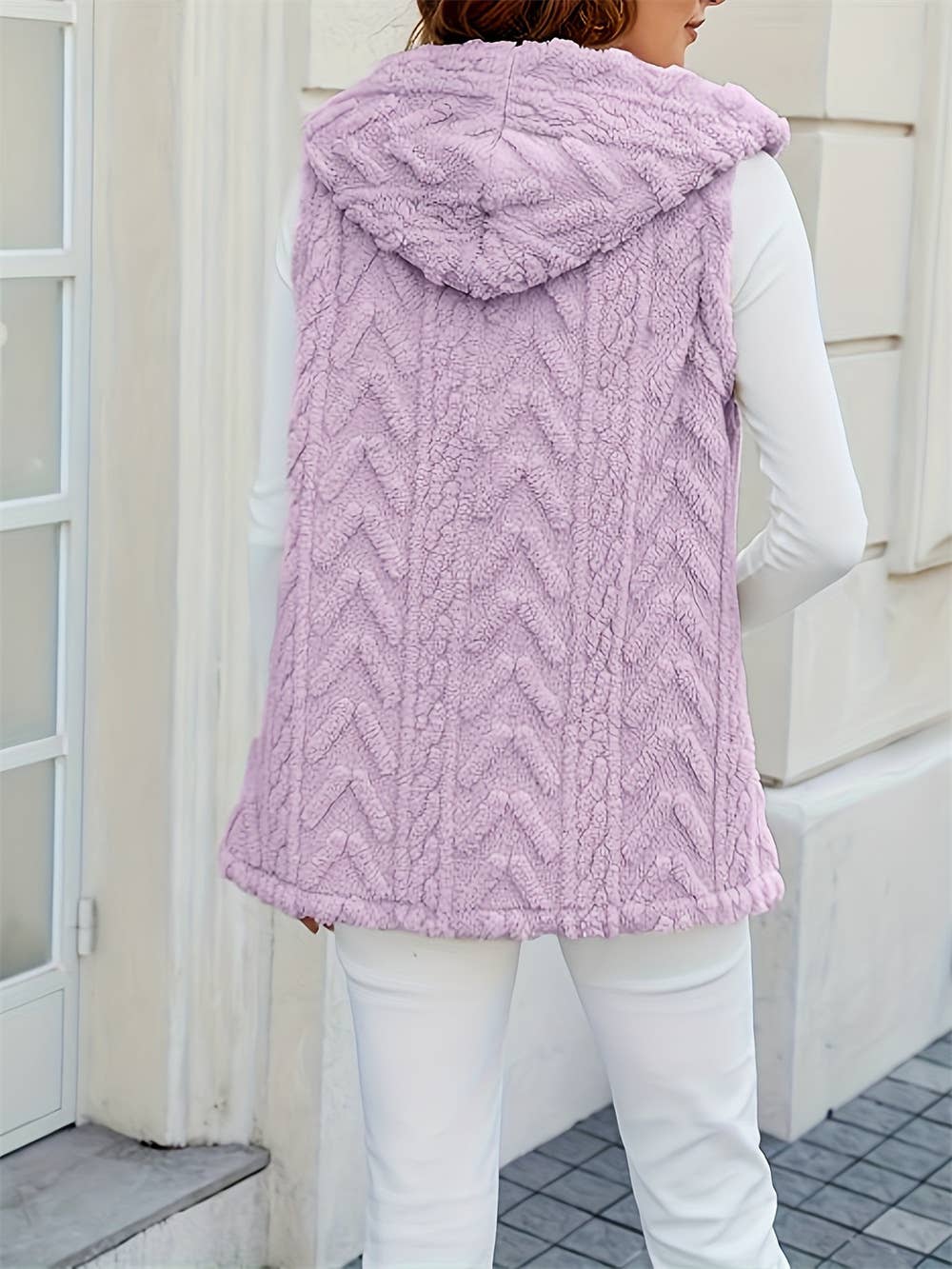 Warm Stylish Plush Hooded Cardigan Vest