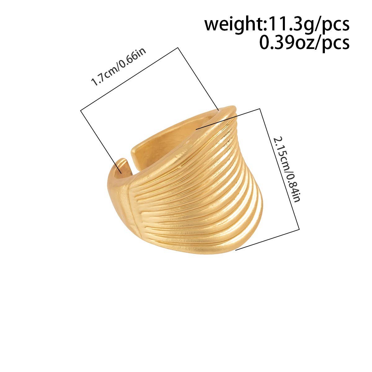 EXAGGERATED FRENCH DISC PLEATED METAL RING_CWAJE1824