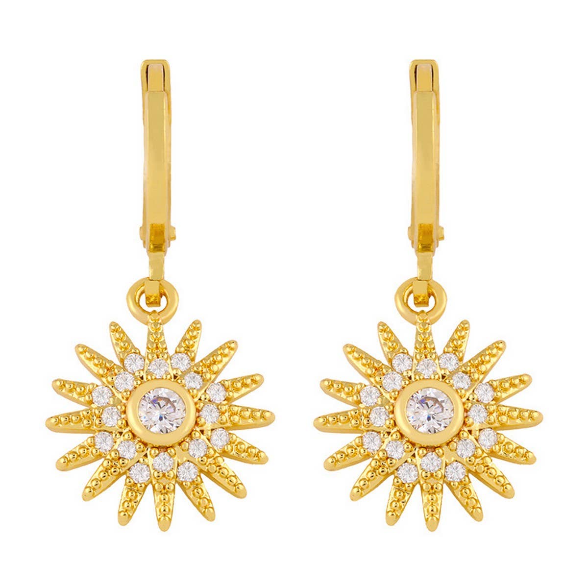 SUNFLOWER PENDANT WITH ZIRCON EARRINGS_CWAJE1016