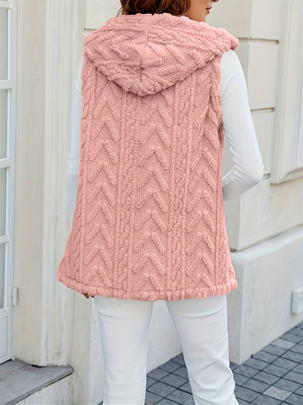 Warm Stylish Plush Hooded Cardigan Vest