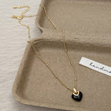 Valentines Day Black Heart Pendant Earrings