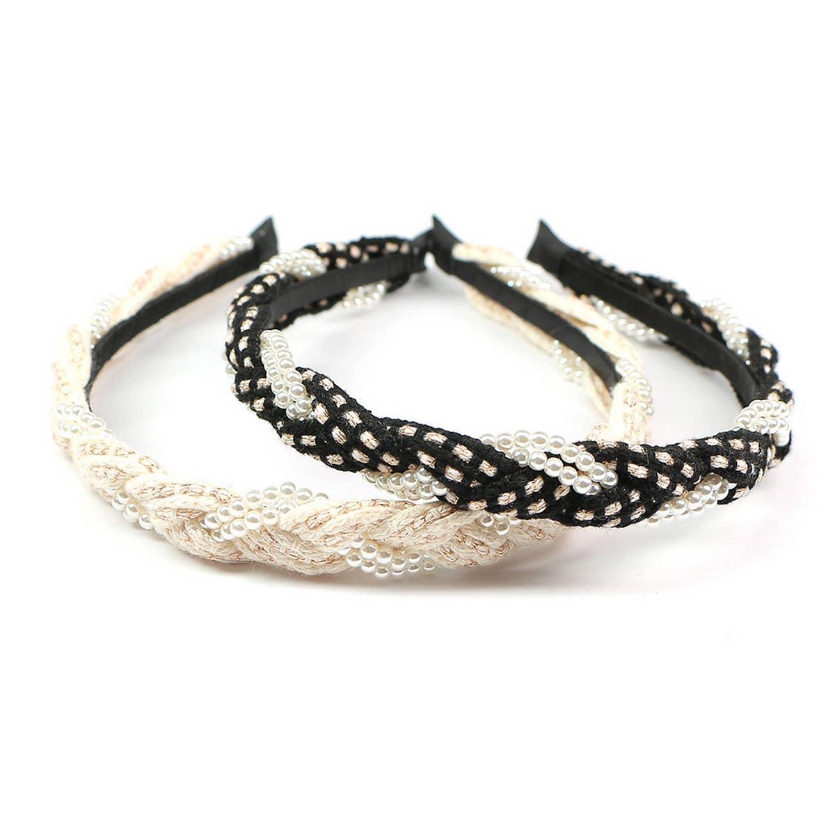 BRAIDED HAND BRAIDED PEARL HEADBAND_CWAHA0986