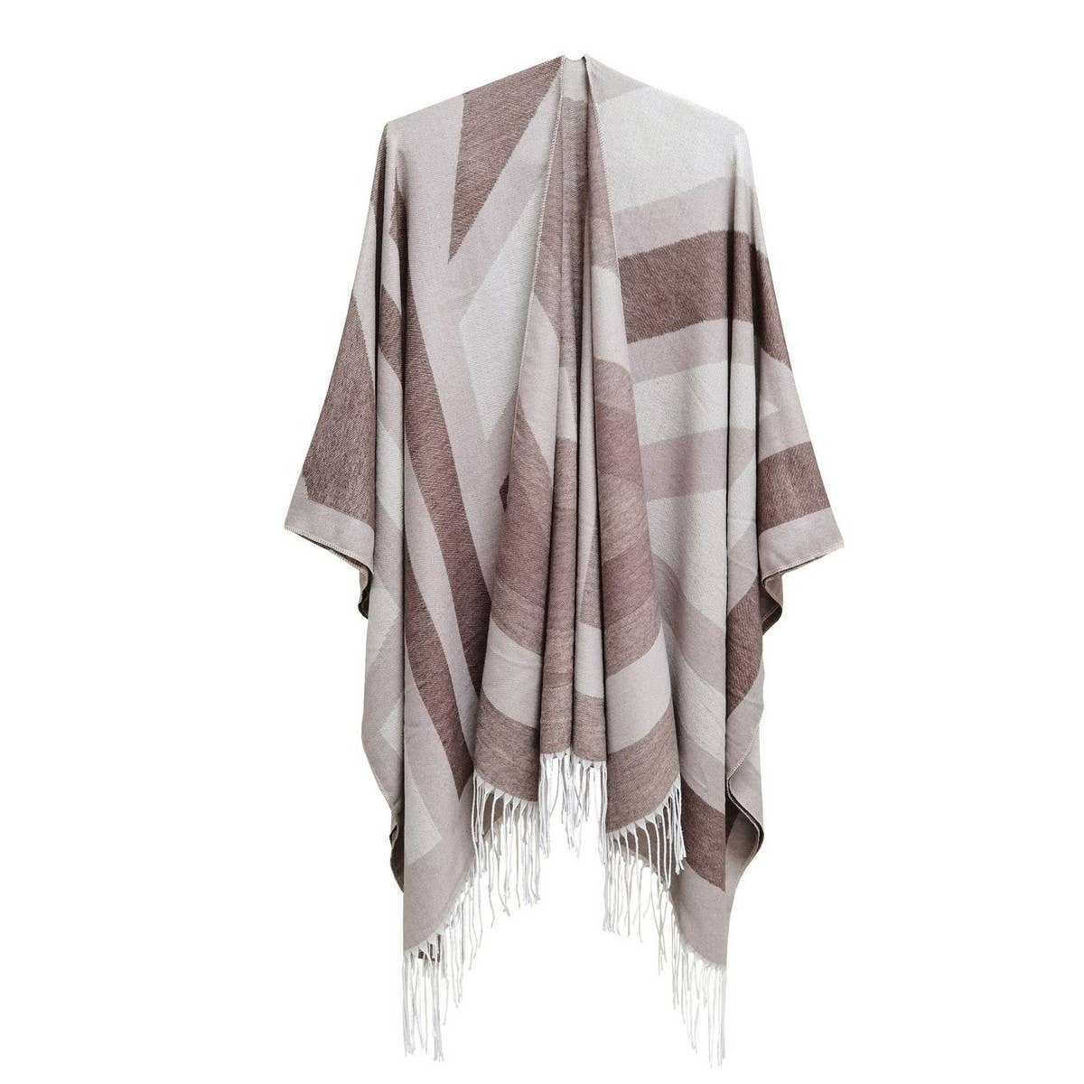 GEOMETRIC TASSEL SPLIT WARM SHAWL_CWASC0308