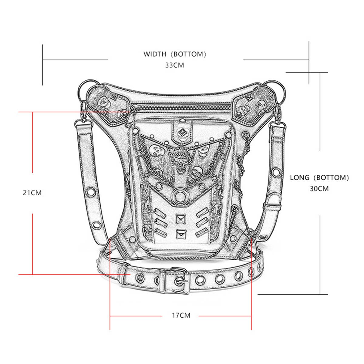 RETRO SKULL STEAMPUNK LEG BAG WALLET_CWAB0647