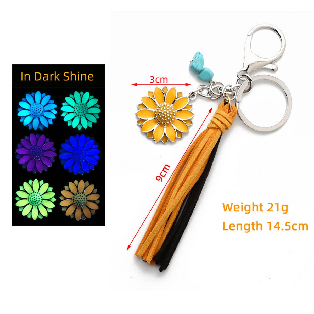 PUNK FLUORESCENT SUNFLOWER KEYCHAIN_CWMM1307