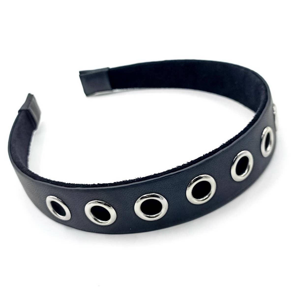 ELEGANT PUNK WIDE PU HEADBAND WITH LARGE STUDS_CWAHA6317