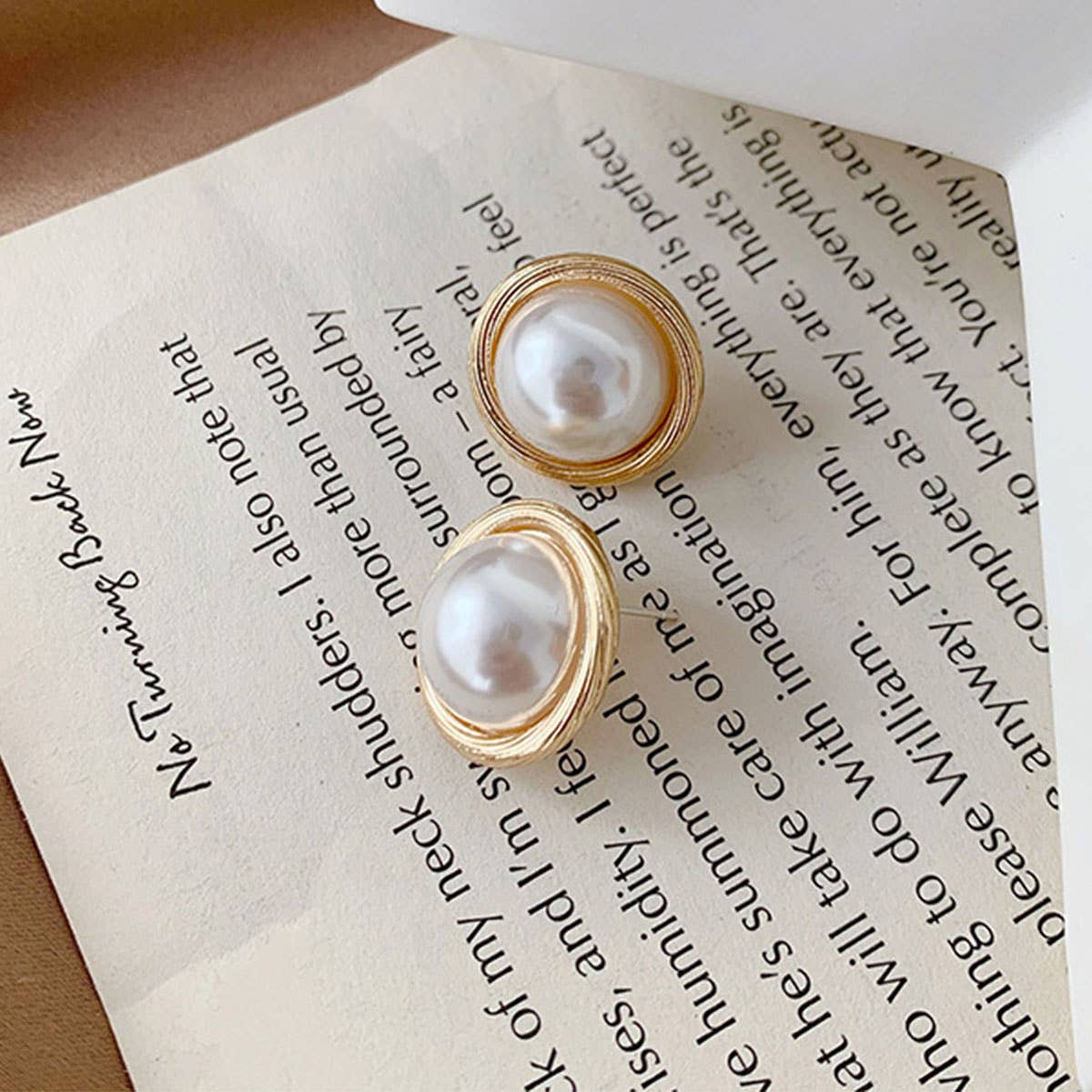 S925 Silver Needle Pearl Stud Geometric Earrings