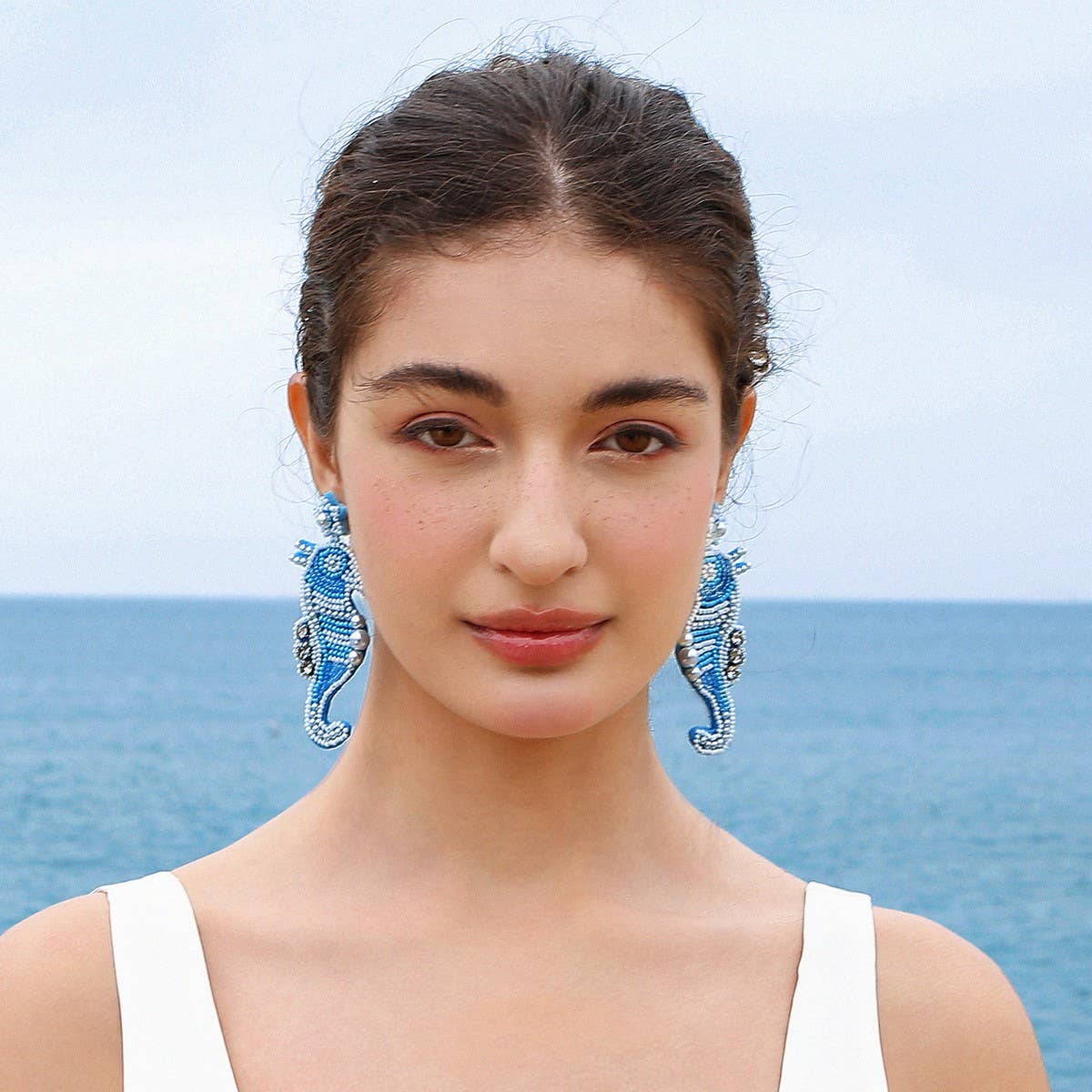 CUTE CARTOON DOLPHIN STARFISH RICE BEAD EARRINGS_CWAJE1647