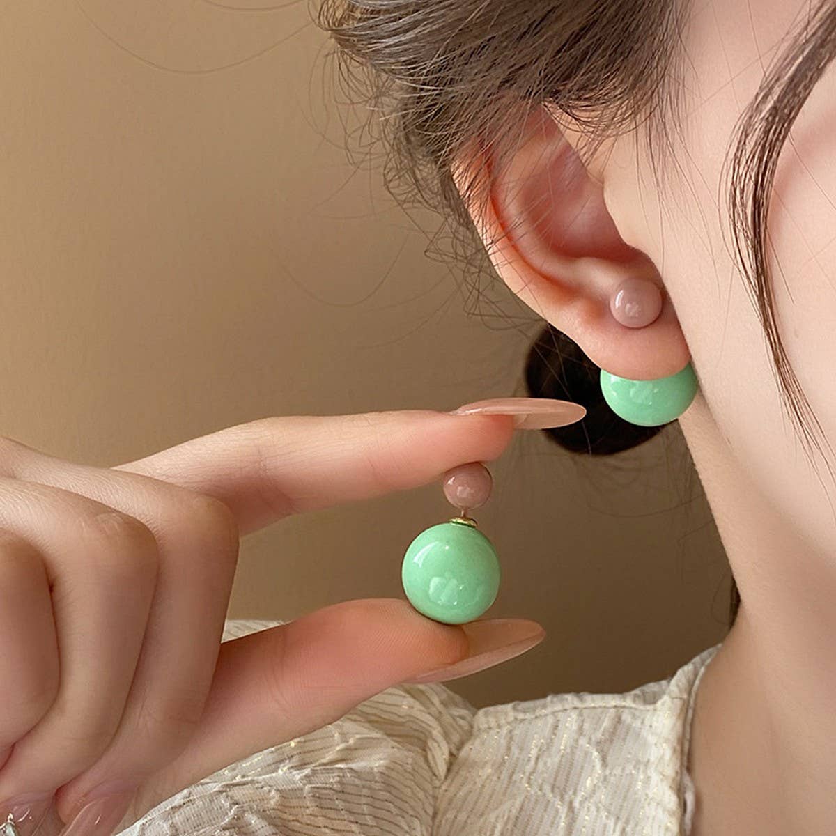SWEET CANDY COLORED BALL NICHE EARRINGS_CWAJE2475
