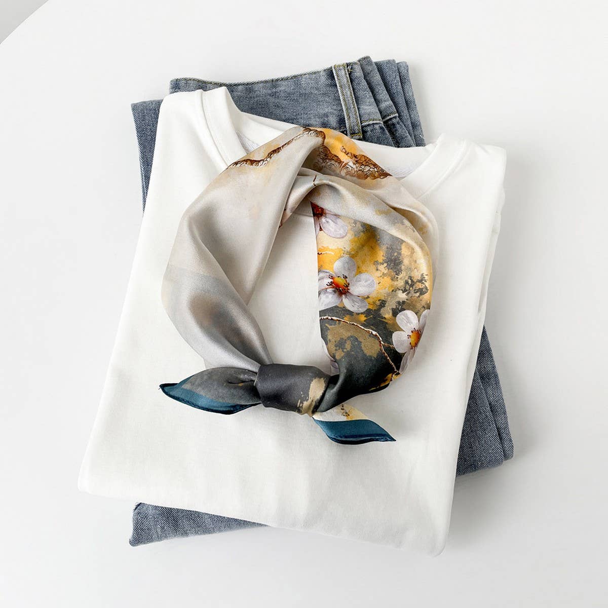 SILK SQUARE SCARF ELEGANT CHINESE FLORAL PRINT_CWASC0814