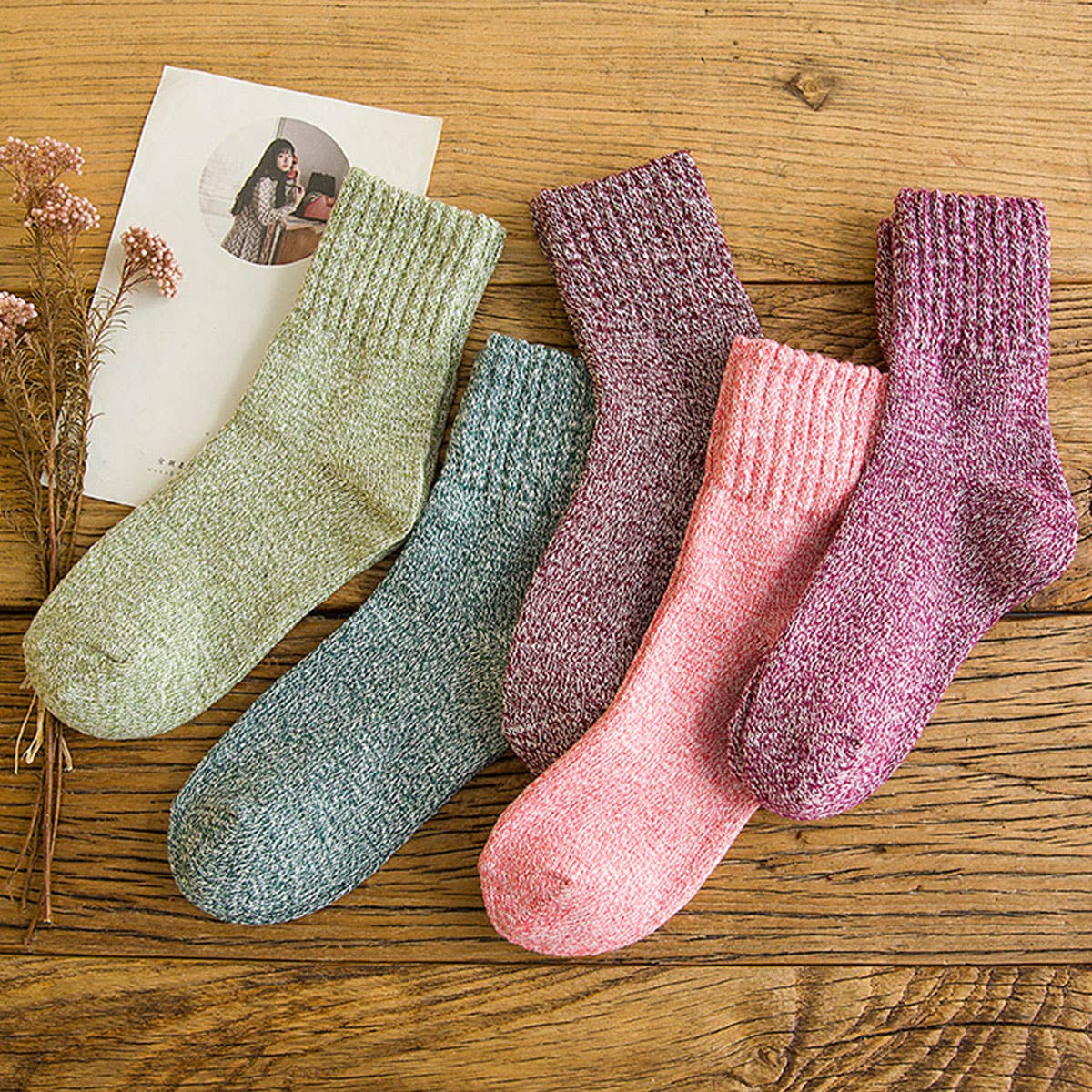 5PCS SET THICK THREAD IMITATION WOOL SOCKS_CWMS0279