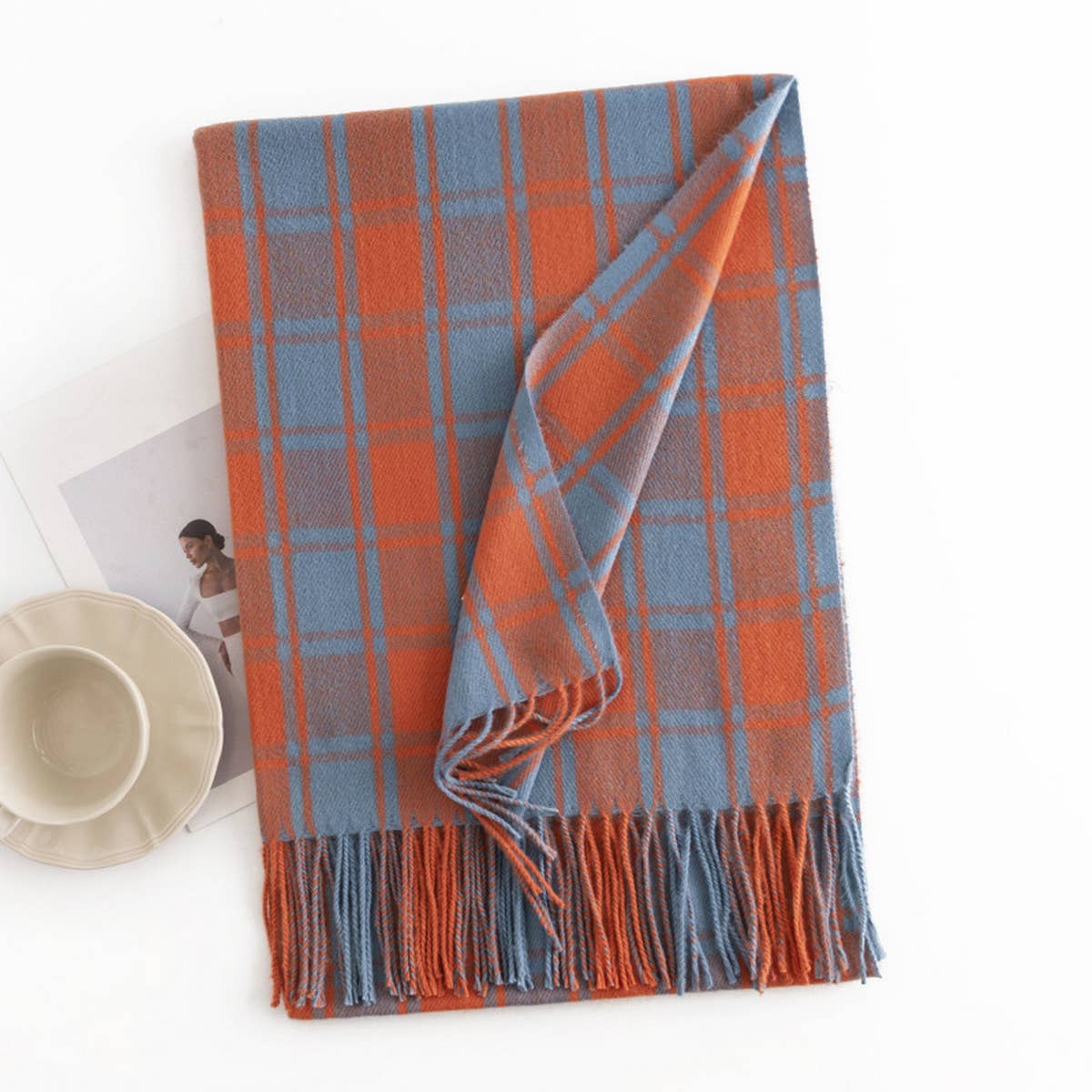 Women Casual Warm Plaid Scarf_Cwasc1014