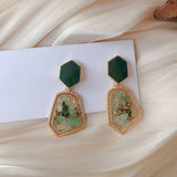 S925 Silver Needle Crushed Stone Stud Earrings