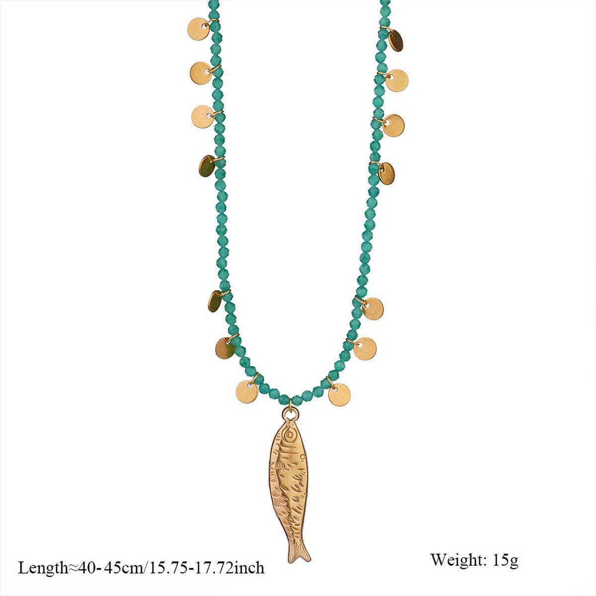 NATURAL STONE NECKLACE WITH FISH PENDANT_CWMM8802