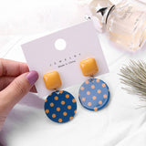 RETRO SMALL FRESH SQUARE POLKA DOT EARRINGS_CWAJE1636