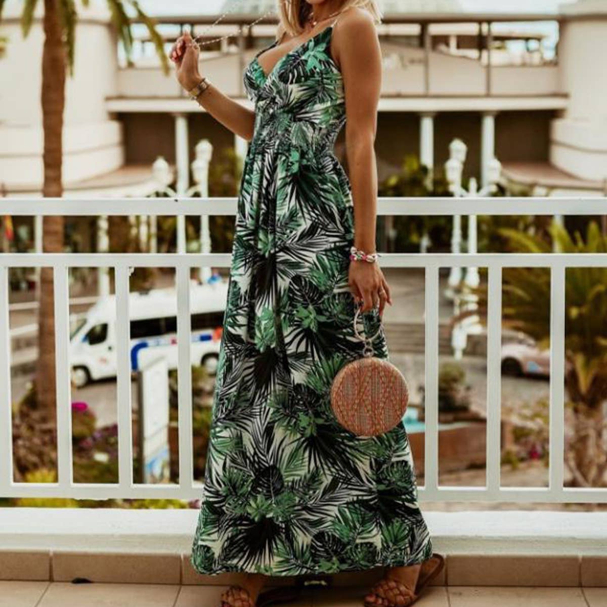 V-Neck Sleeveless Halter Print Boho Long Dress_Cwdmd4498