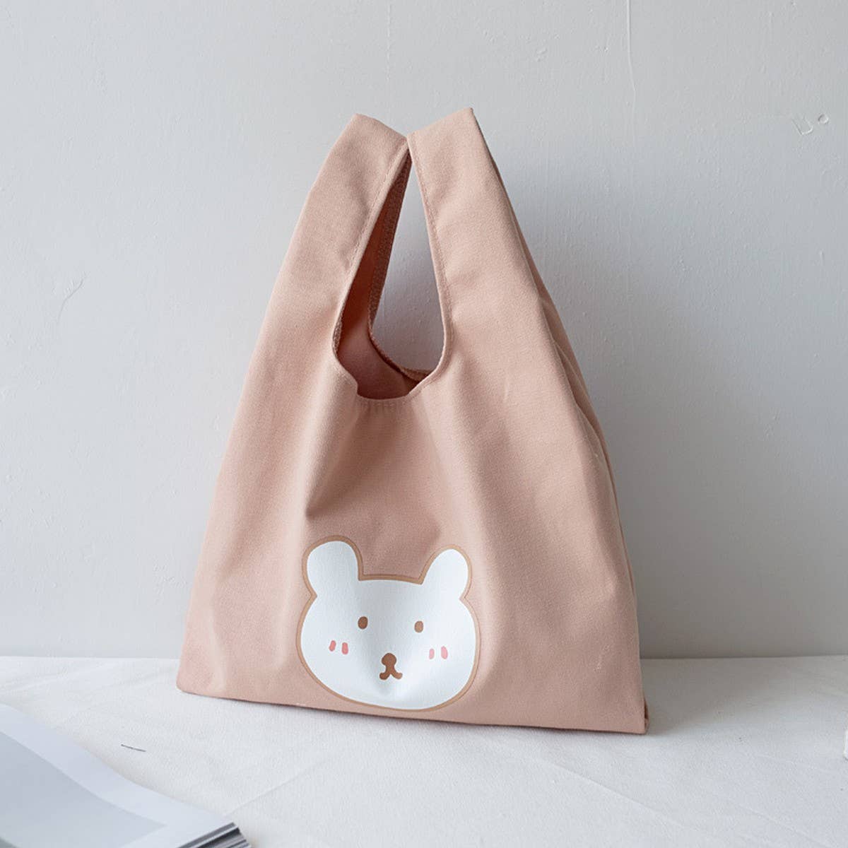 CUTE BEAR CANVAS LUNCH TOTE FOR STUDENTS_CWAB5600