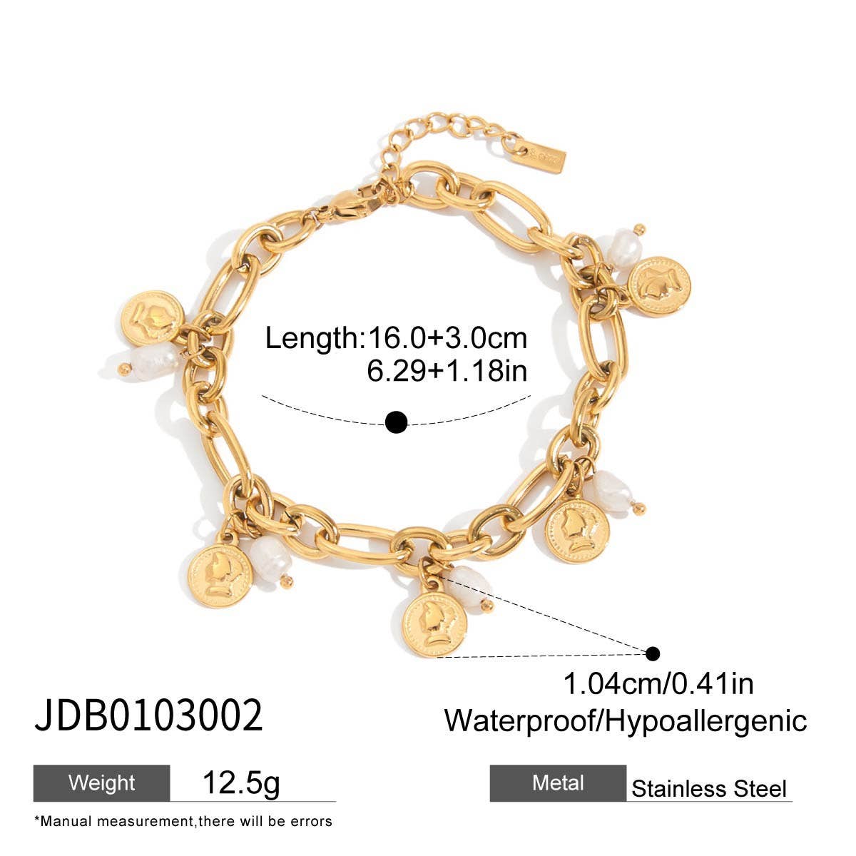 18K GOLD FRESHWATER PEARL BRACELET CHIC DESIGN_CWAJE4697