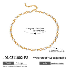 18K GOLD SILVER TWO TONE CROSS CLASP NECKLACE_CWAJE4860