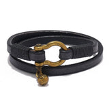 CREATIVE RETRO TWO CIRCLE MENS LEATHER BRACELET_CWMM4507