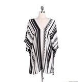 TASSEL STRIPE PRINT FRONT OPEN KIMONO FOR SUMMER_CWASC0795