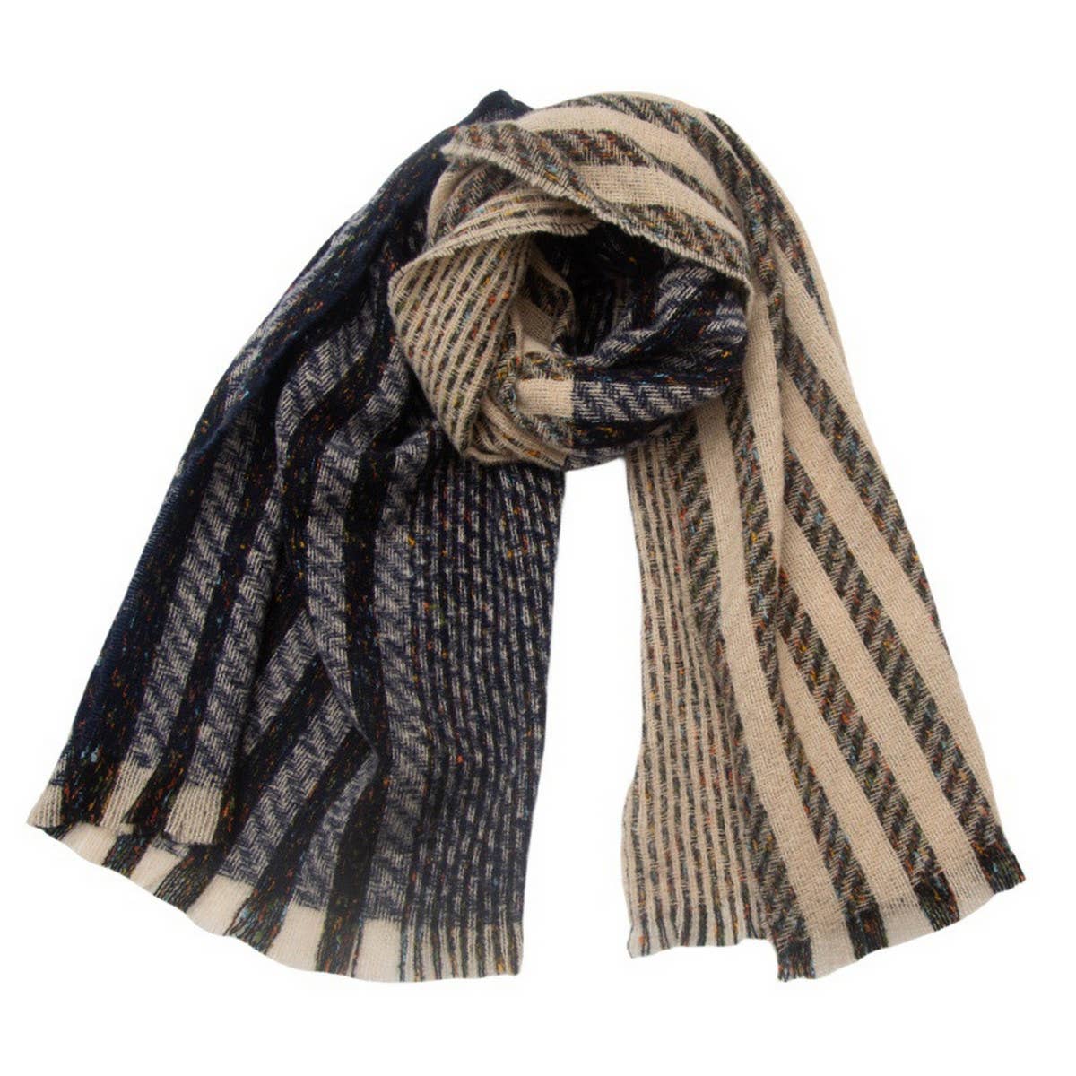 STRIPED JACQUARD SCARF UNISEX WINTER SHAWL_CWASC0866