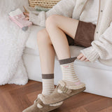 Thick Fleece Striped Crew Slouchy Socks_Cwms03221