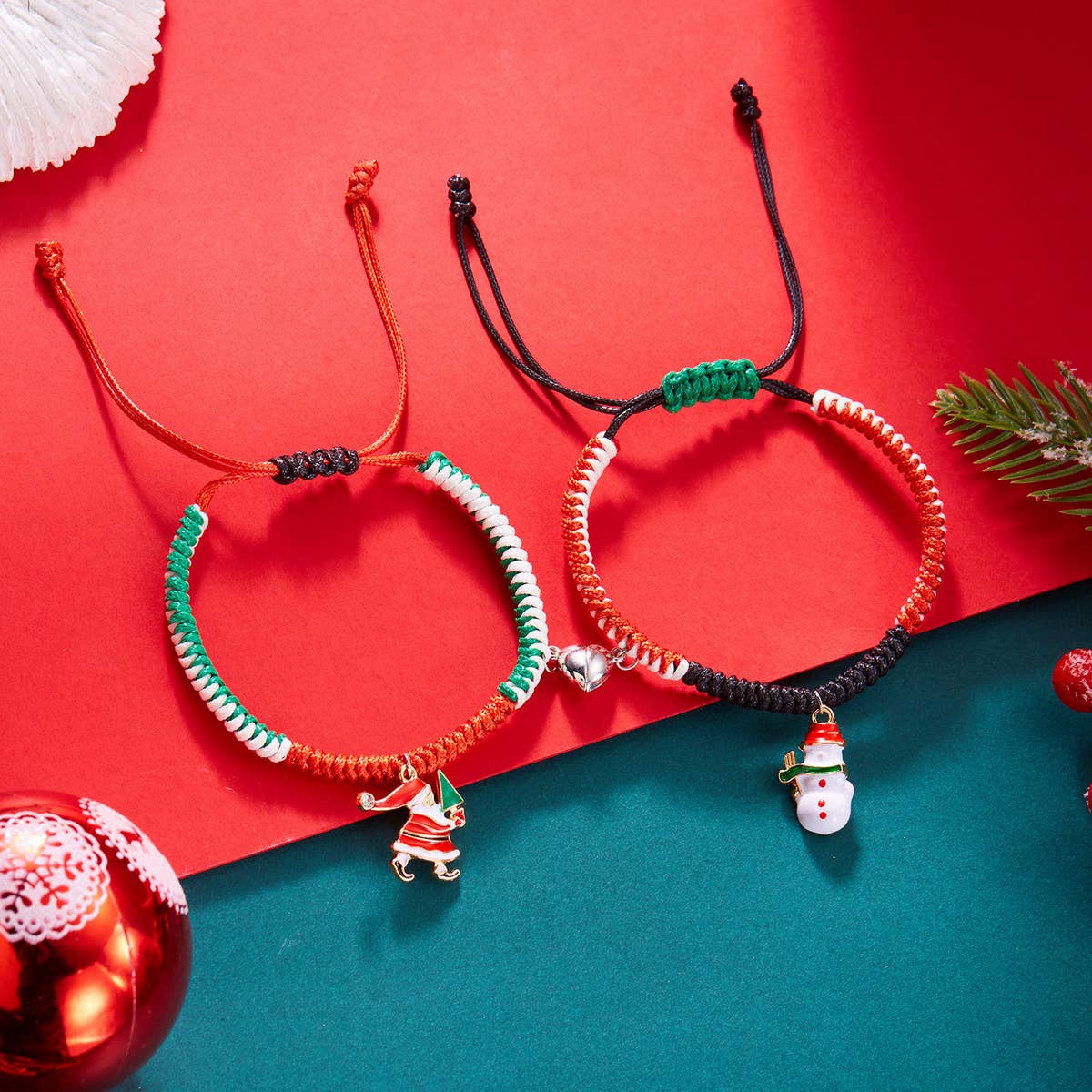 CHRISTMAS WOVEN TREE PAPER CARD MAGNETIC BRACELET_CWAJE2393