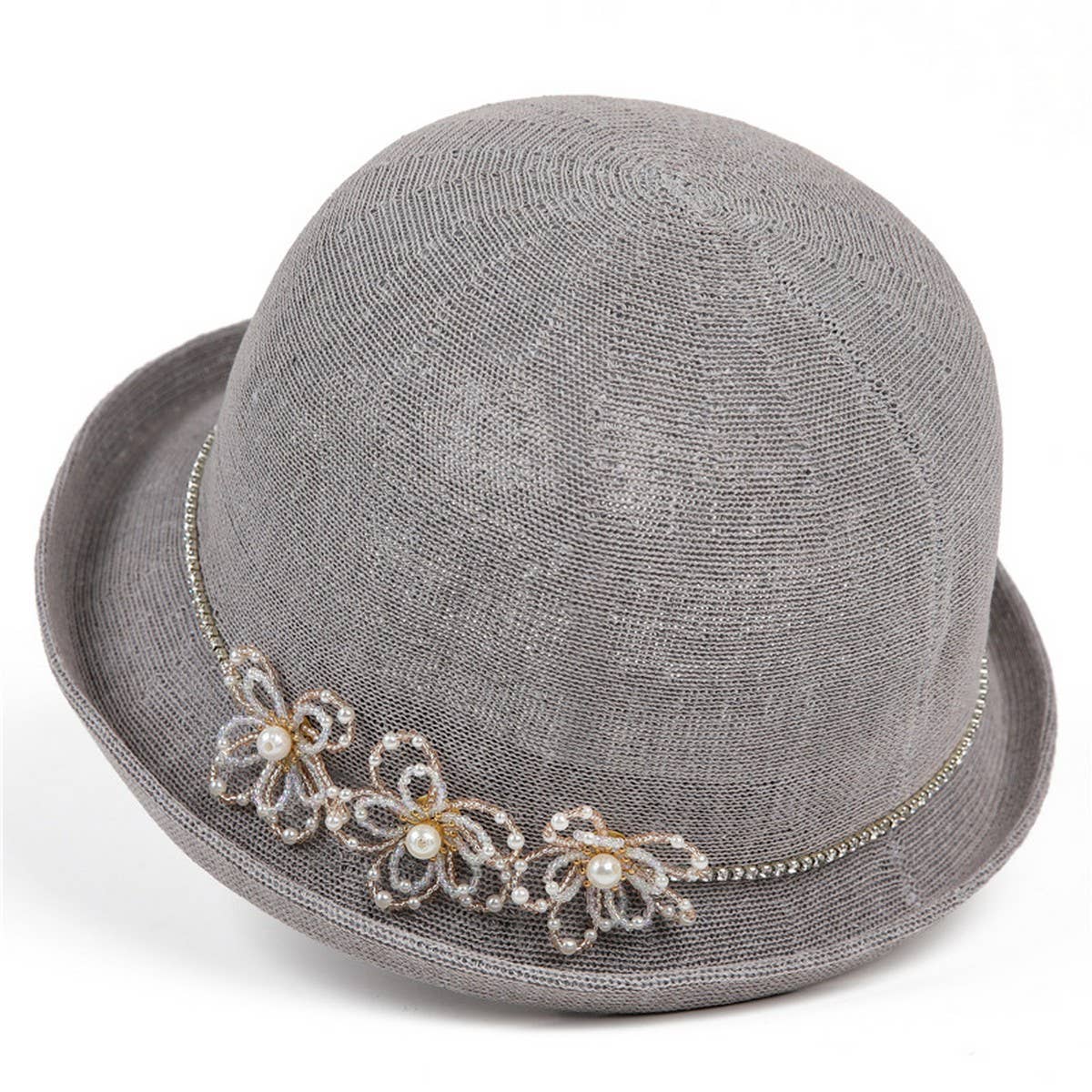 PEARL FLOWER HEMLINE FISHERMAN HAT_CWAH1454