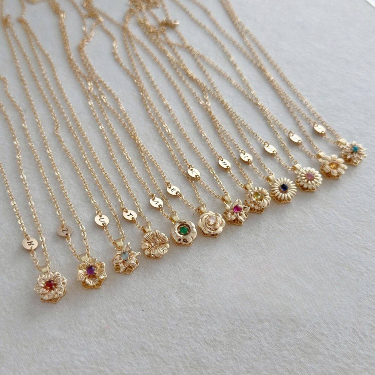 DECEMBER FLOWER ROTATING FLOWER LUCKY NECKLACE_CWMM3886