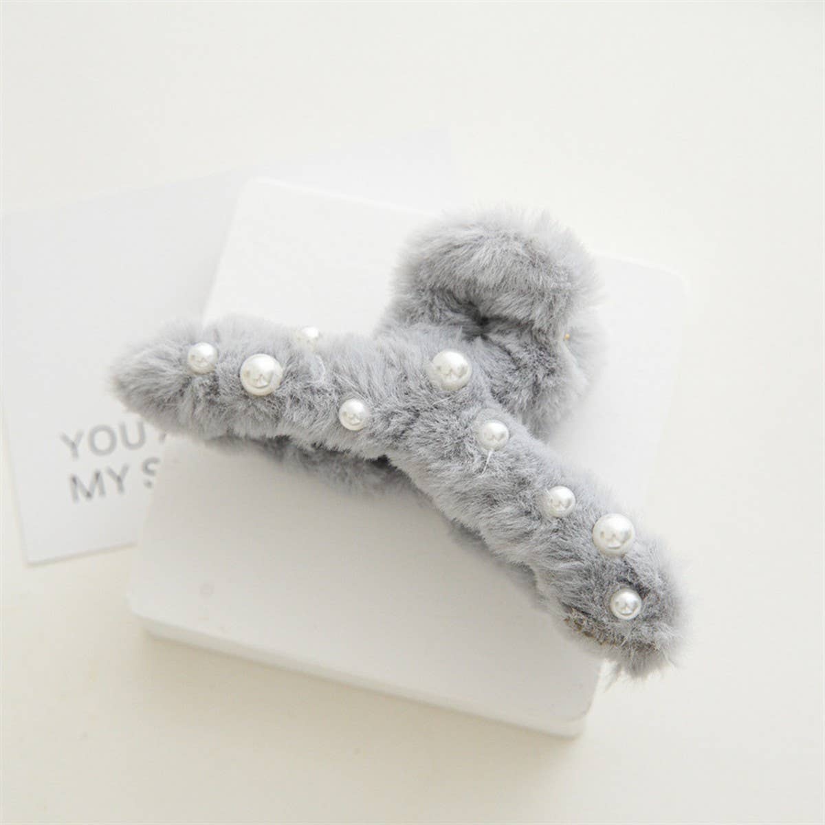 Pearl Fuzzy Hair Claw Clips For Fall,Winter_Cwaha0376