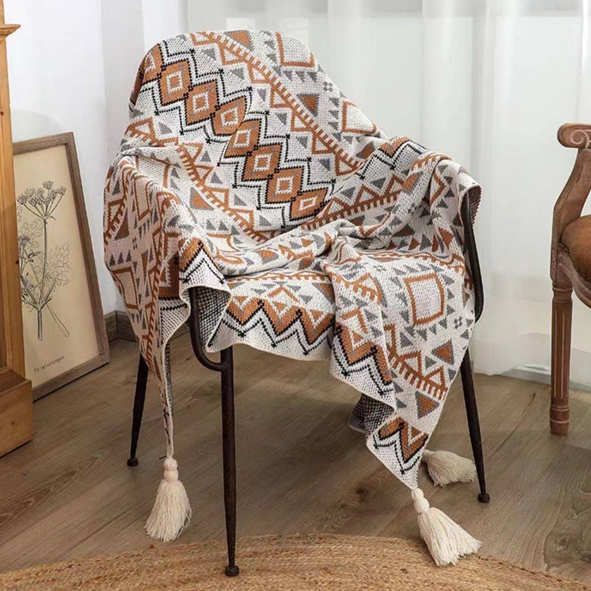 Bohemian Knit Blanket ? Cozy Home & Office Use_Cwmm10304
