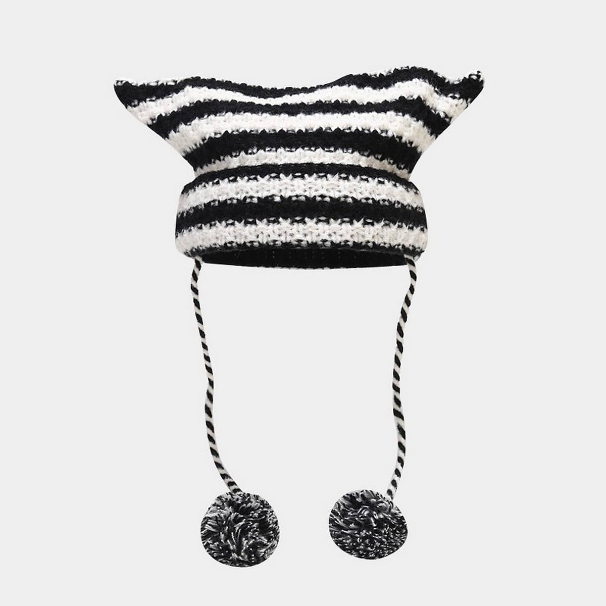 Trendy Little Devil Contrast Striped Knitted Hat_Cwah2129