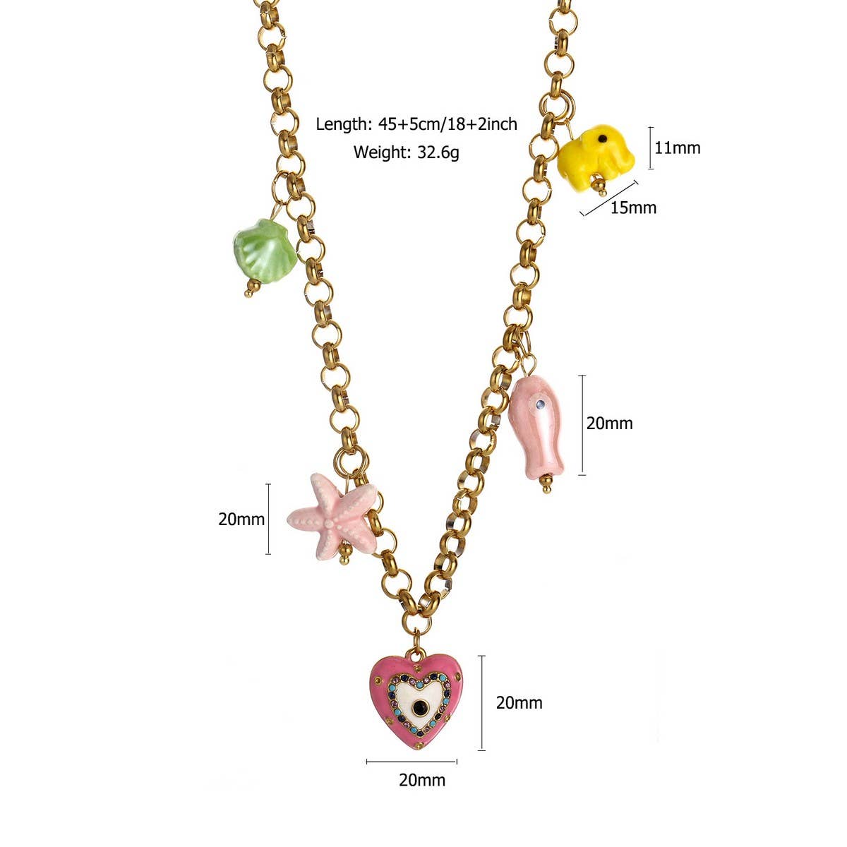 FASHION STEEL STRAWBERRY STARFISH NECKLACE_CWMM8823