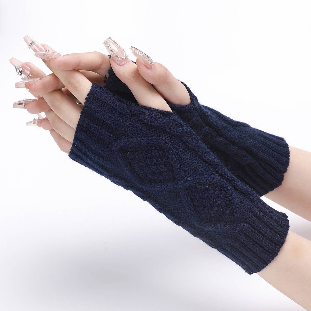 Diamond New Knitted Half Finger Gloves_Cwag0091