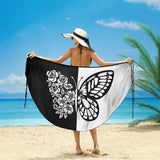 BIKINI SPA COVER UP BLACK WHITE BUTTERFLY WRAP_CWBLS0486