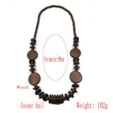 BOHEMIAN COCONUT SHELL ROUND WOOD BEAD NECKLACE_CWMM4845
