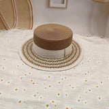SUMMER RETRO FLAT TOP STRAW HAT FOR WOMEN_CWAH3510