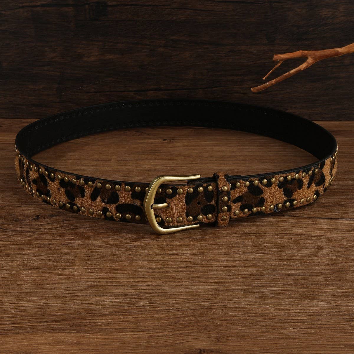 LEOPARD PRINT INLAID CLAW NAIL FASHION BELT_CWMM3931