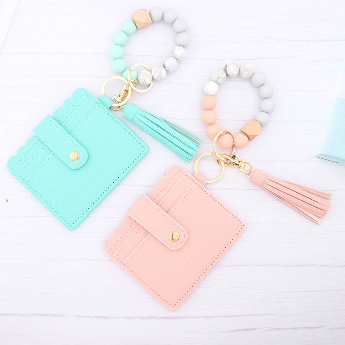 SILICONE BEAD WRISTLET WALLET WITH TASSEL_CWAB5002